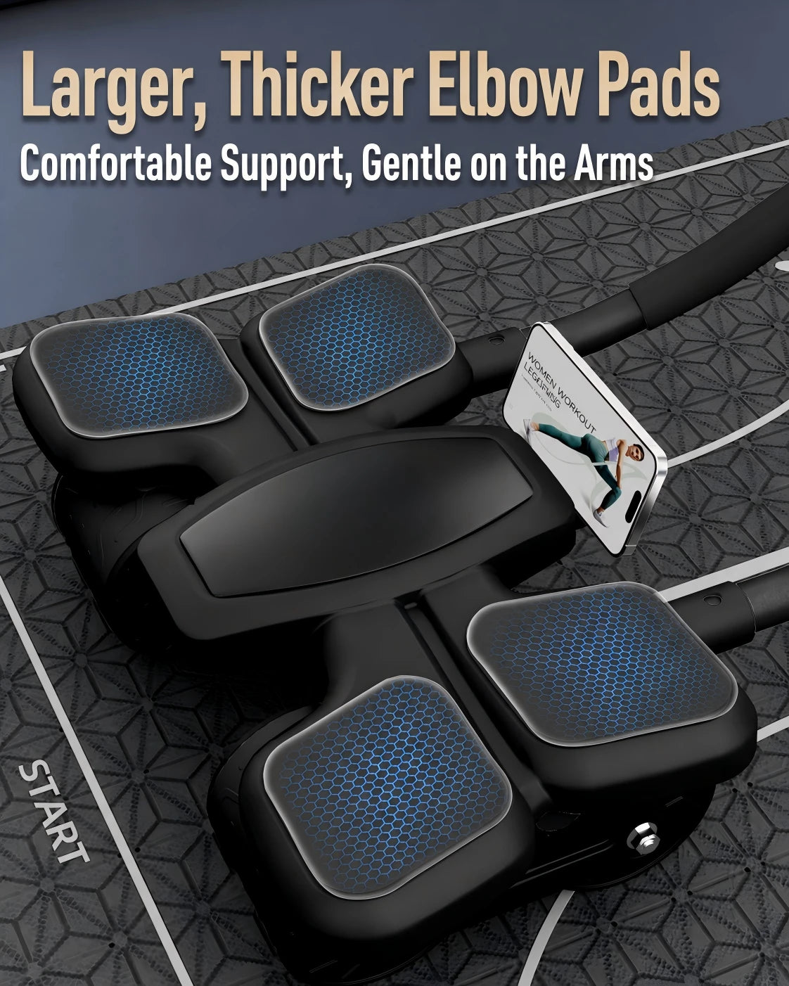 Larger padded elbow supports on the ab roller