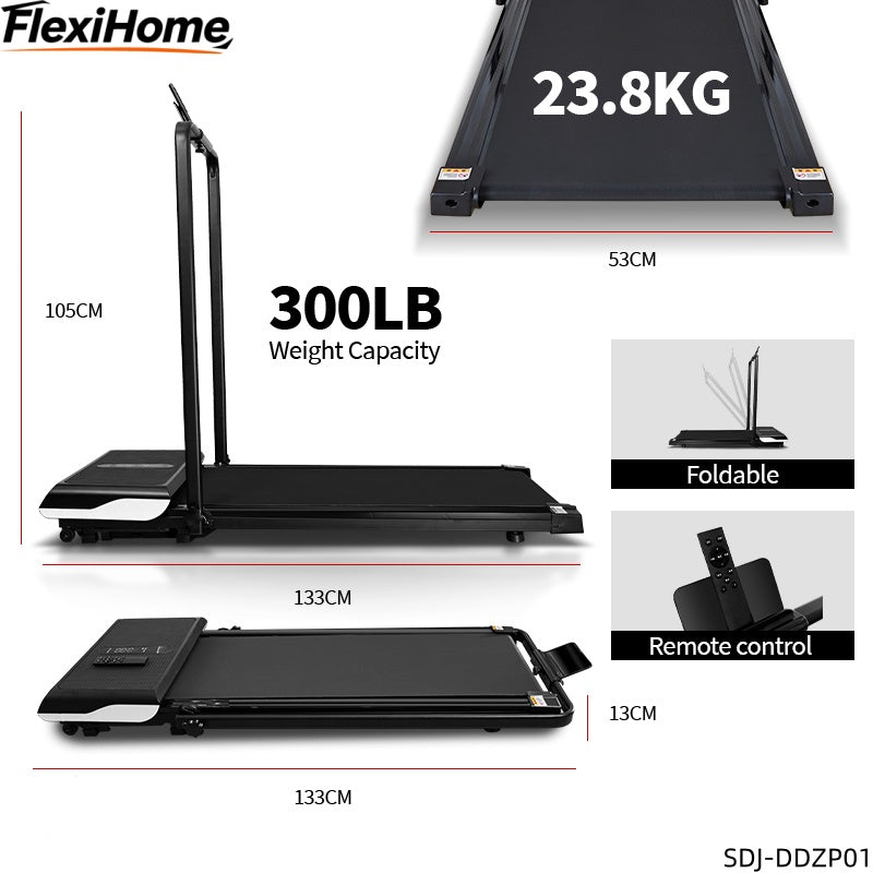 FlexiHome Walking Pad Treadmill SDJ-DDZP01 with foldable design, 300 lbs weight limit, and remote control, ideal for compact home spaces