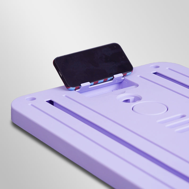 FlexiHome Pilates Board with integrated phone holder for guided workouts and entertainment during training