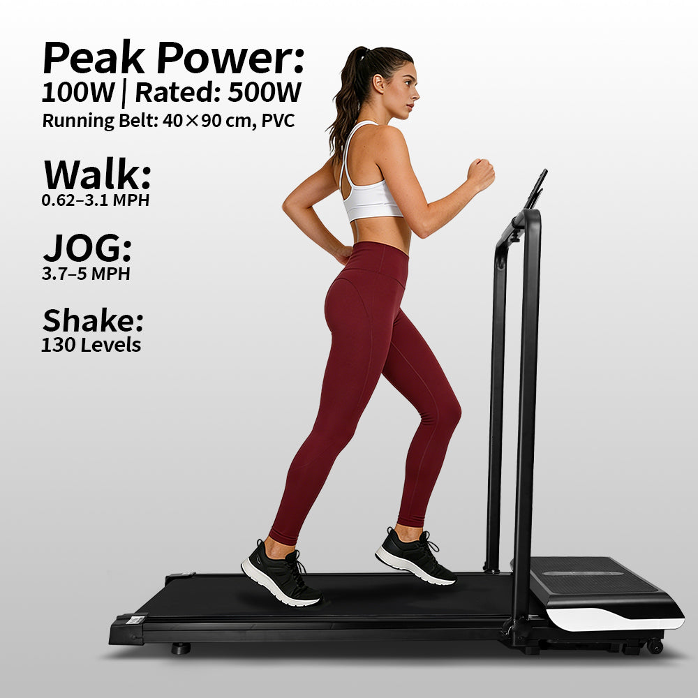 Walking treadmill showing size and adjustable speed settings
