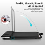 Walking treadmill showing foldable handlebars feature
