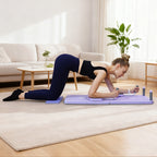 Woman performing Pilates exercises on FlexiHome Pilates Board at home for full-body and core training