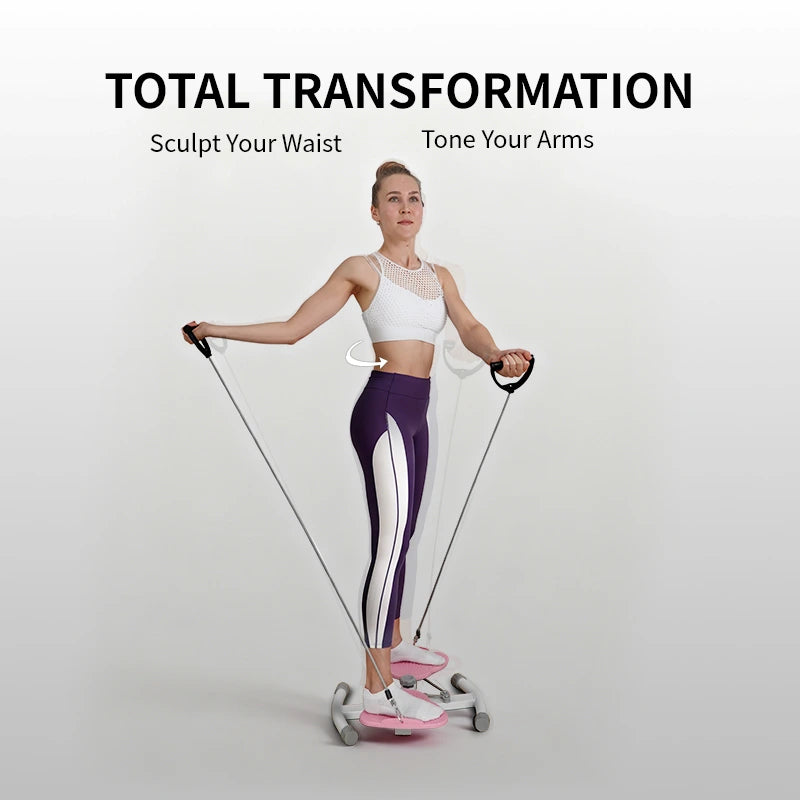 Twist disc demonstrating exercises for both waist and arms
