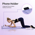 FlexiHome Pilates Board with built-in phone holder for following workout videos while exercising at home