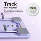 FlexiHome Pilates Board with built-in timer displaying real-time exercise duration