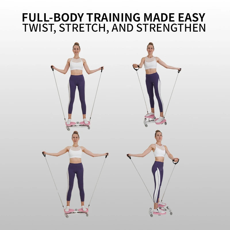 Waist trainer machine demonstrating various exercise methods
