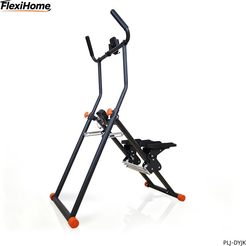 Side view of FlexiHome PLJ-DYJK stair climber showing handlebars and non-slip footpads for secure and stable workouts.