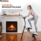 FlexiHome PLJ-DYJK Stair Climber providing full-body workout focus, activating core, glutes, hamstrings, and calves with deep step movements.