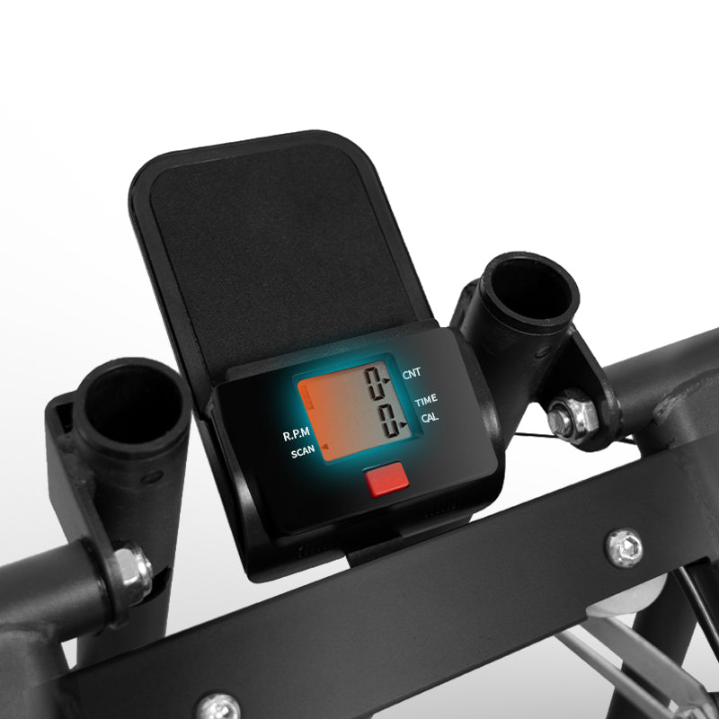 FlexiHome Stair Climber PLJ-KTJYJK close-up view showing built-in LCD monitor displaying time, count, and calories for real-time workout tracking.