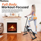 FlexiHome PLI-KTJYJK stair climber for full-body workout, activating core, glutes, quads, and calves with extended step range for deeper movements.
