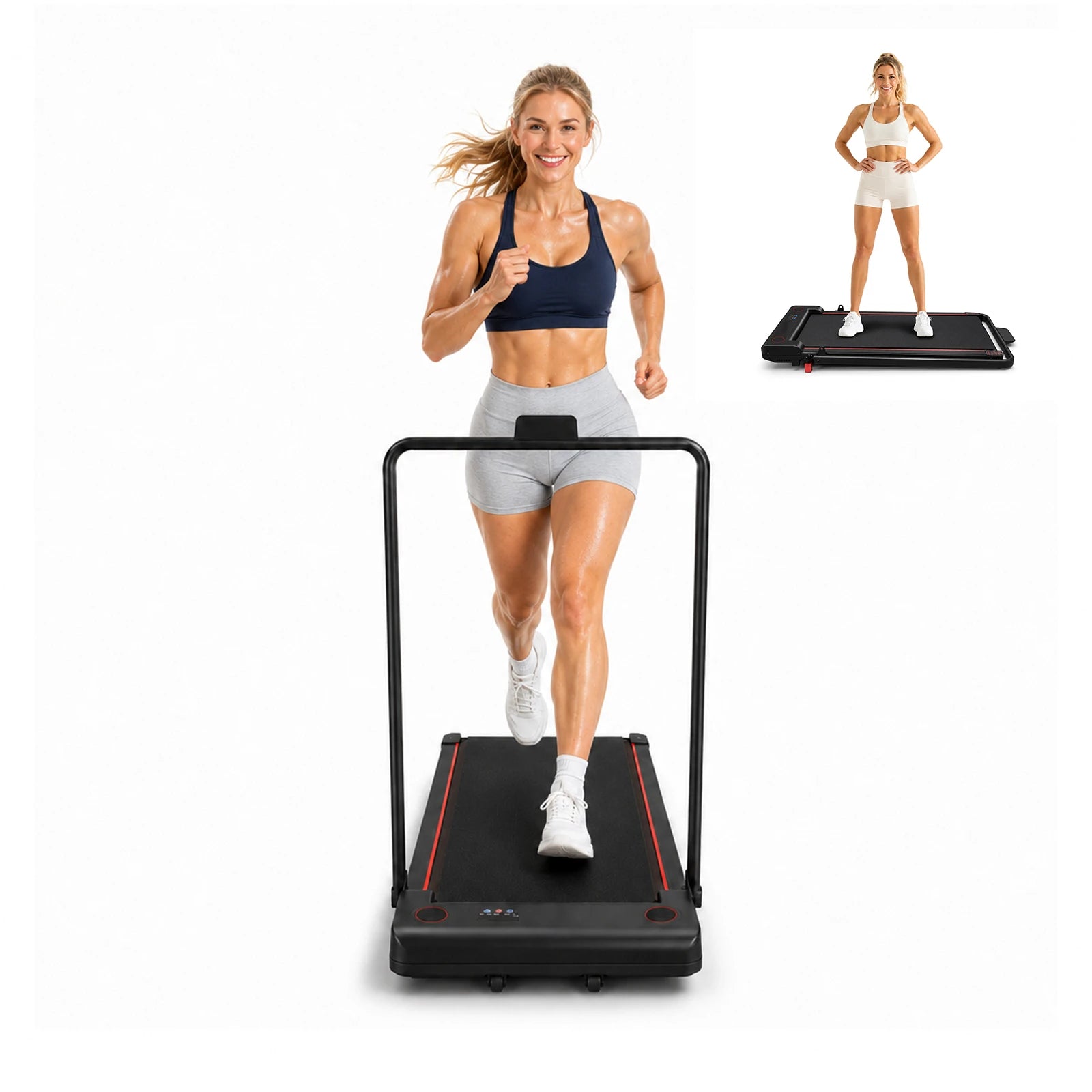 Front view of walking pad treadmill