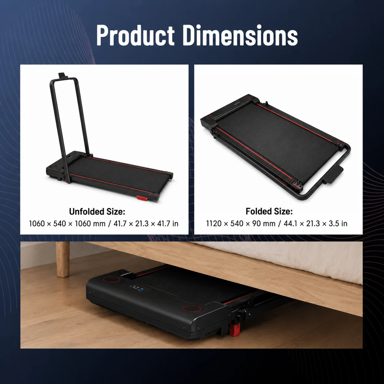 Walking pad product dimensions and folded size