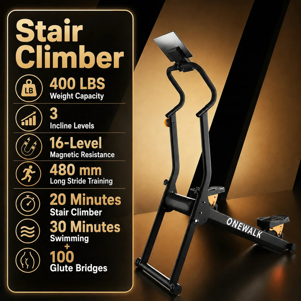 Black magnetic stair climber with heavy duty 400 lbs weight capacity