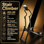 Black magnetic stair climber with heavy duty 400 lbs weight capacity