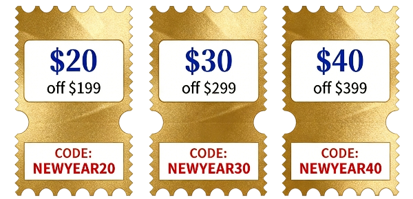 New Year discount code banner for online promotion