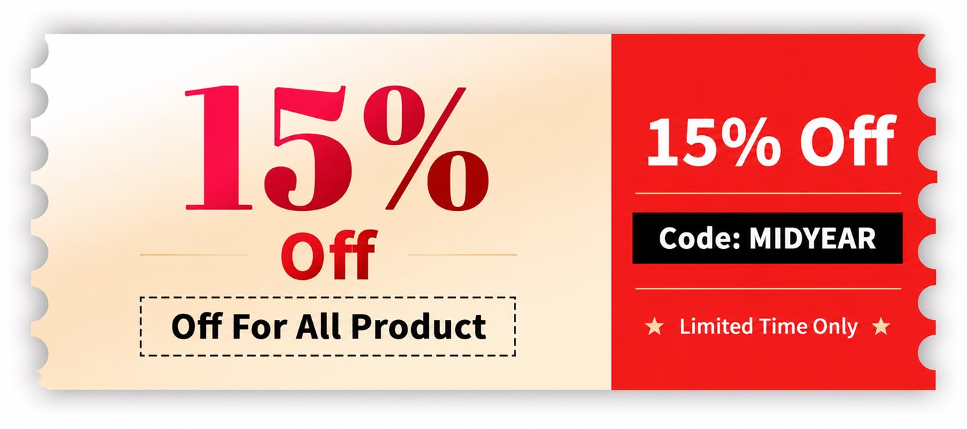 15% Off Mid Year Sale discount code MIDYEAR